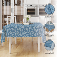 Cotton Big Leaves Blue Table Cloth (Pack of 1)