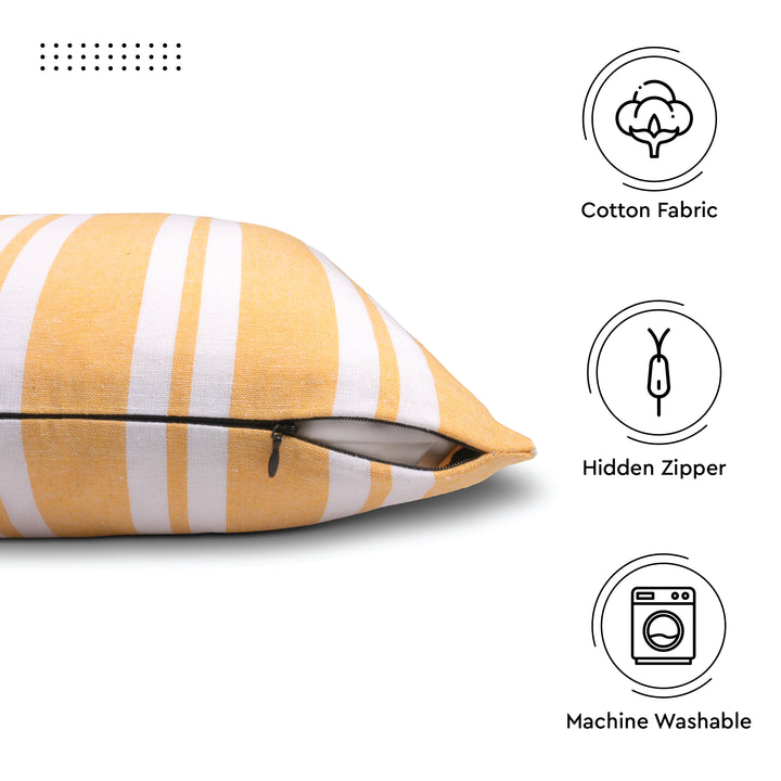 RC Yarn-Dyed Franca Yellow Stripes Cushion Cover (Pack of 2)