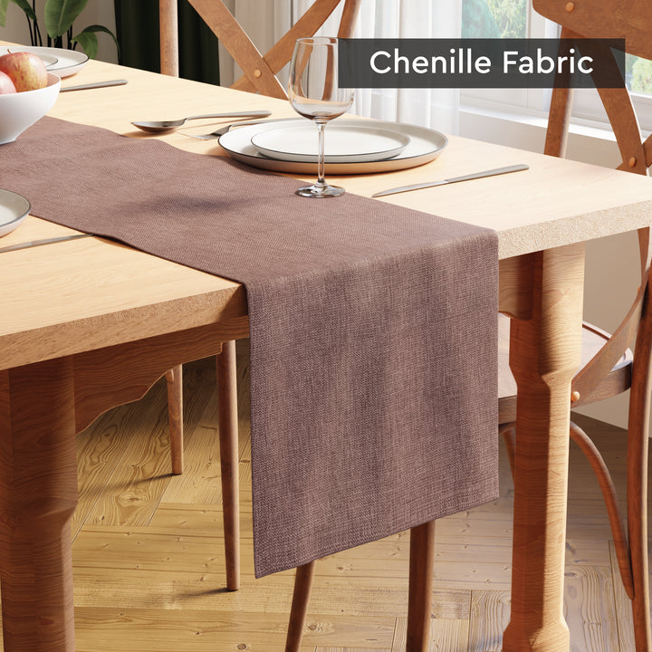 Chenille Dusty Brown Table Runner