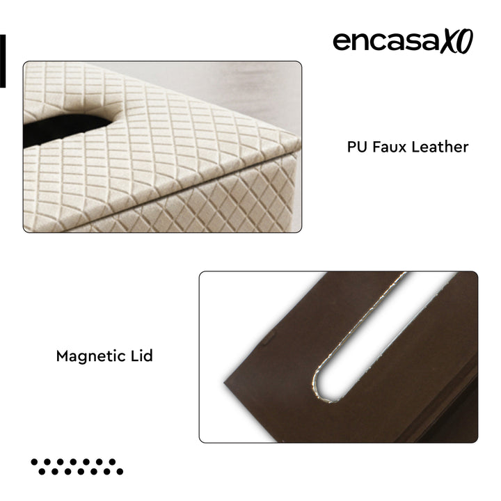 PU Leather Cream Tissue Box (Pack of 1)