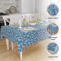 Cotton Big Leaves Blue Table Cloth (Pack of 1)