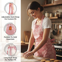 Cotton Floral Red Apron + Oven Glove + Pot Holder (Pack of 3)