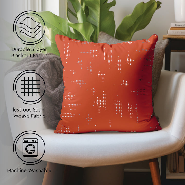 Blackout Polyester Citylight Orange Cushion Cover (Pack of 2)