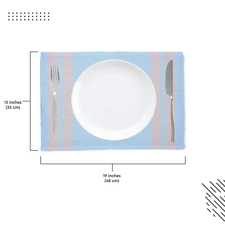 Cotton Ladder Blue Placemat (Pack of 6)