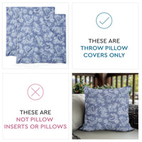 Chambray Cotton Floral Blue Cushion Cover (Pack of 2)