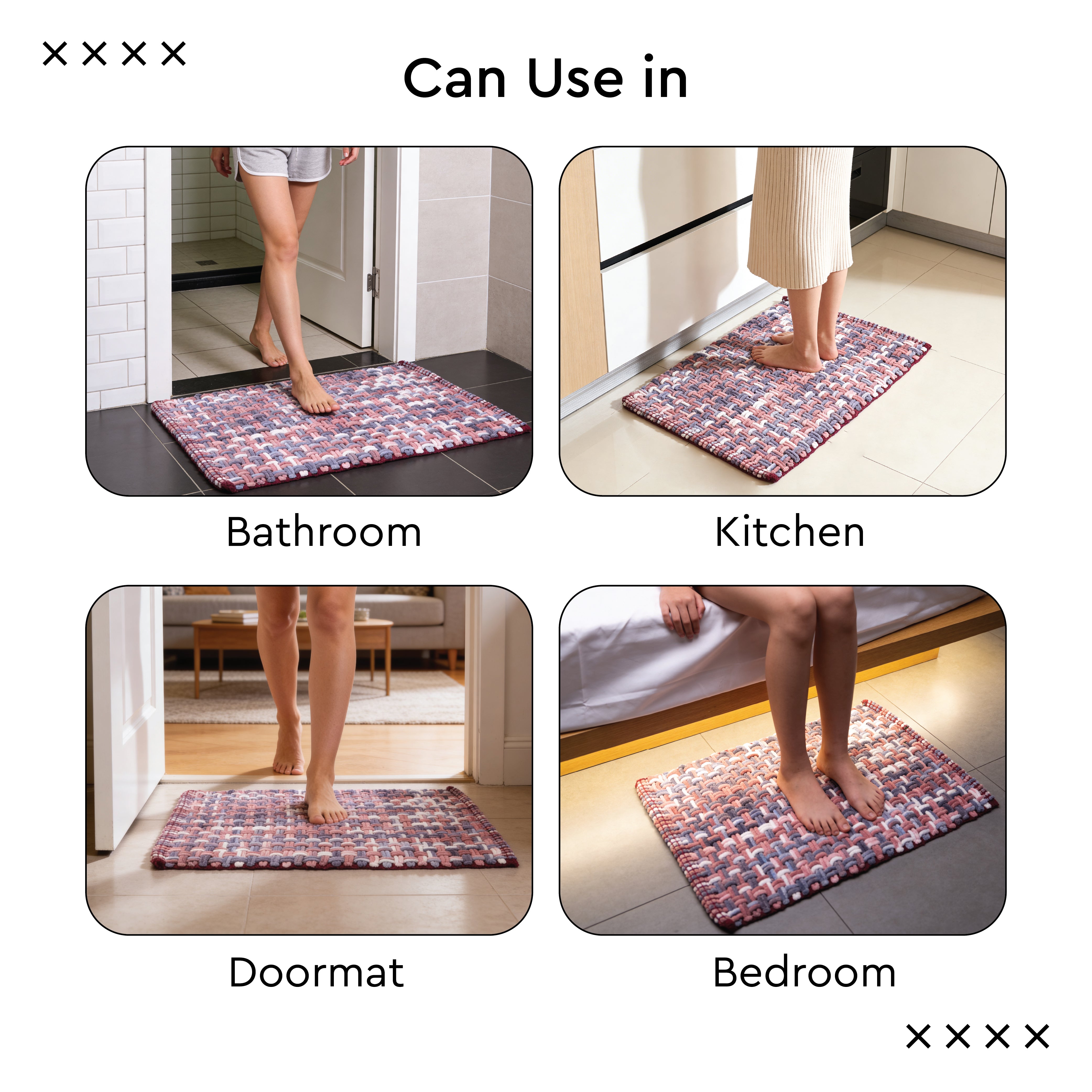 Cotton Multicolor Bathmat (Pack of 1)