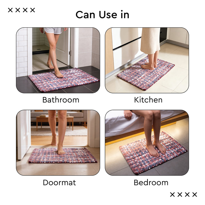 Cotton Multicolor Bathmat (Pack of 1)