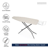 Cotton Franca Beige Stripes Ironing Board Cover (Pack of 1)