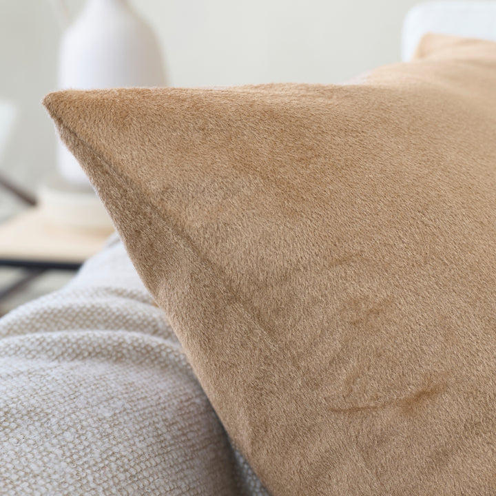 Velvet Beige Cushion Cover (Pack of 2)