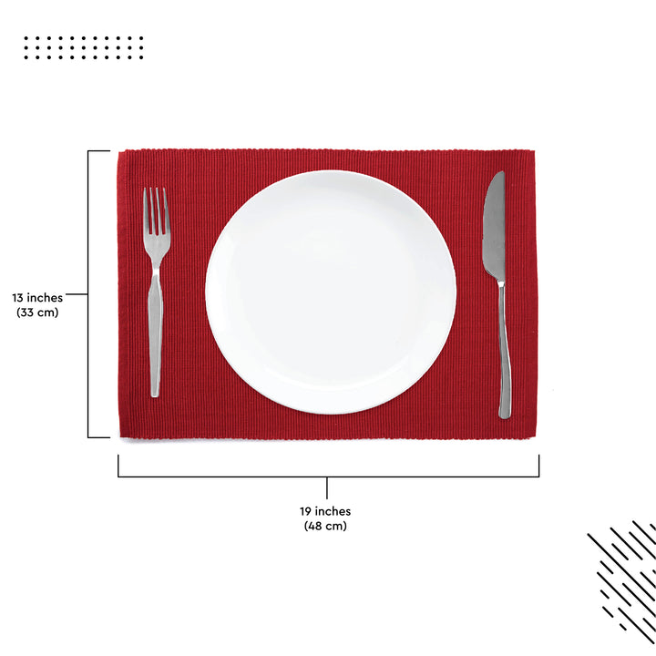 Cotton Solid Red Placemat (Pack of 6)
