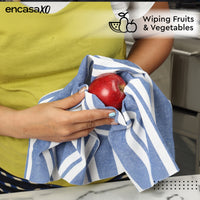 Cotton Franca Blue Stripes Kitchen Towel (Pack of 4)