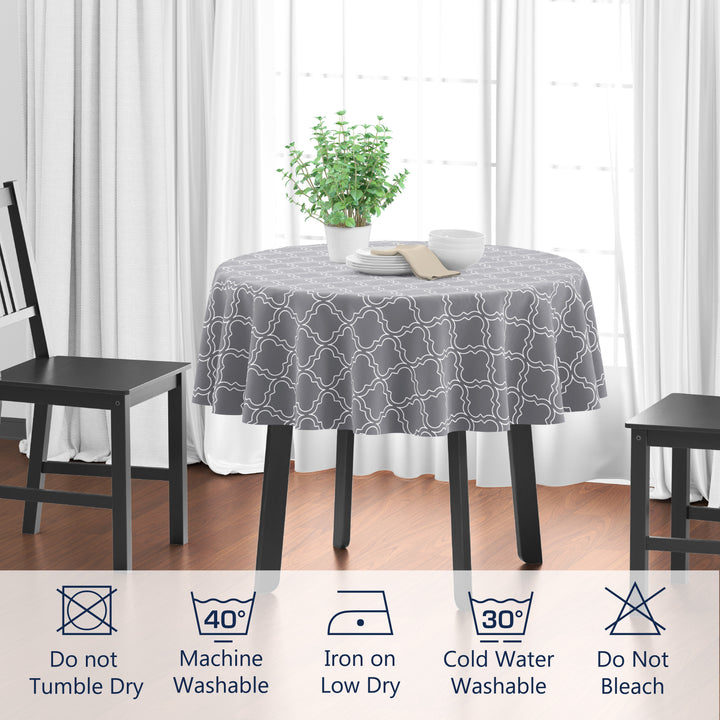Polyester Grey Trellis Table Cloth (Pack of 1)
