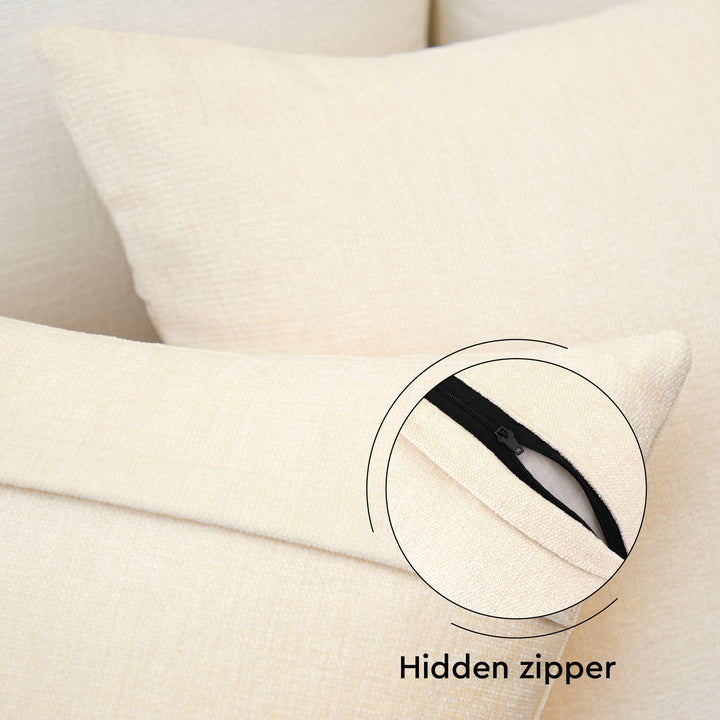 Chenille Solid Natural Cushion Cover (Pack of 1)