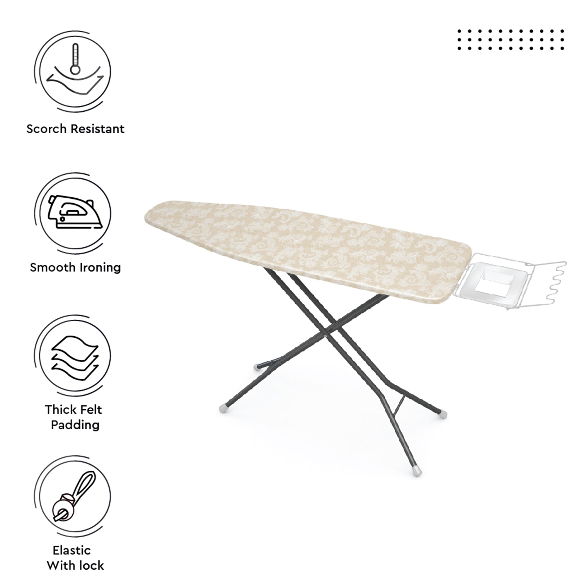Cotton Beige Ironing Board Cover (Pack of 1)