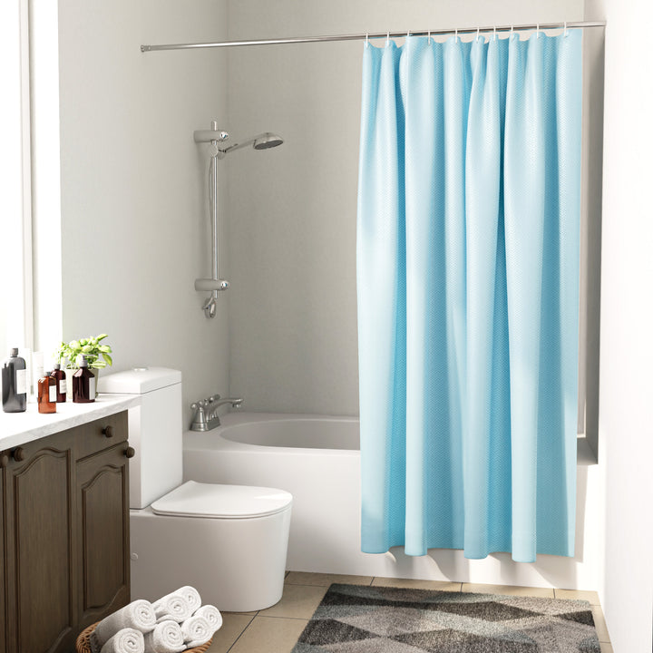 Polyester ZZ Light Blue Shower Curtain (Pack of 1)