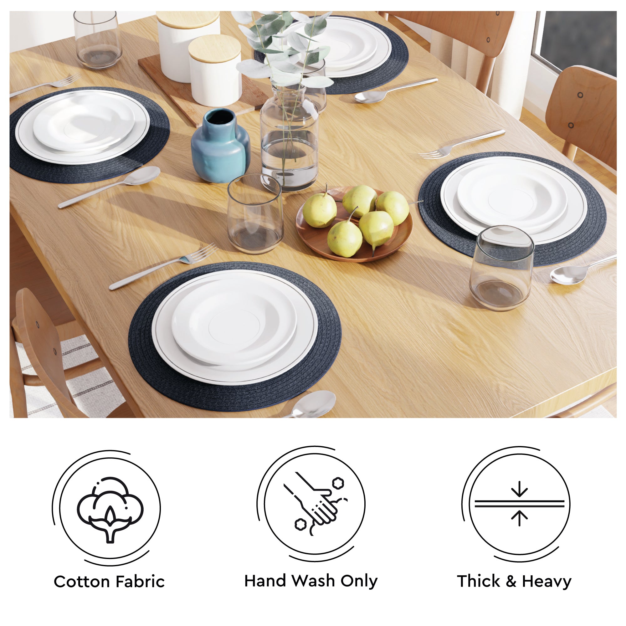Cotton Dark Blue Placemat (Pack of 6)