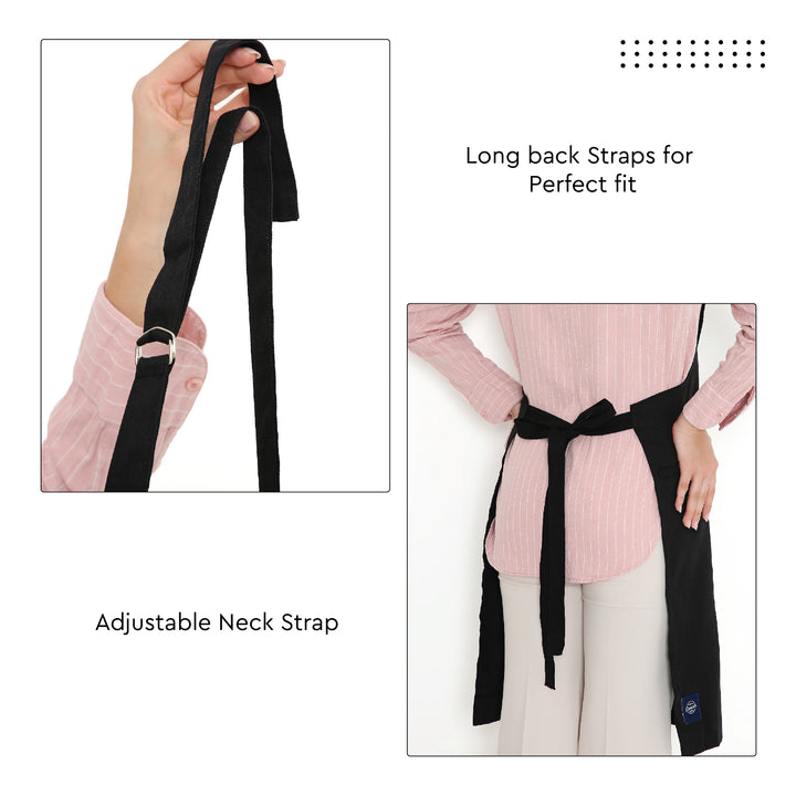 Cotton Full Black Apron (Pack of 1)