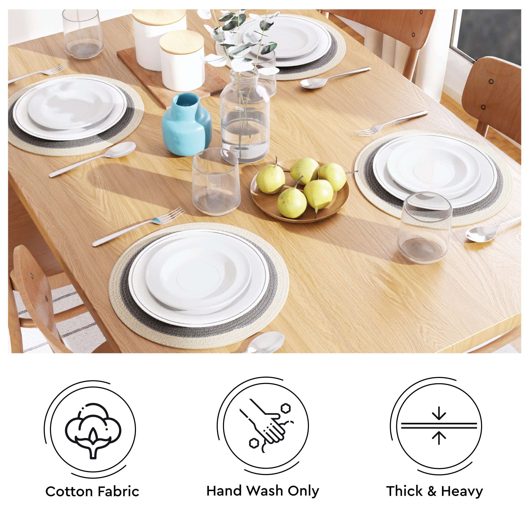 Cotton Light Grey & Off White Placemat (Pack of 2)