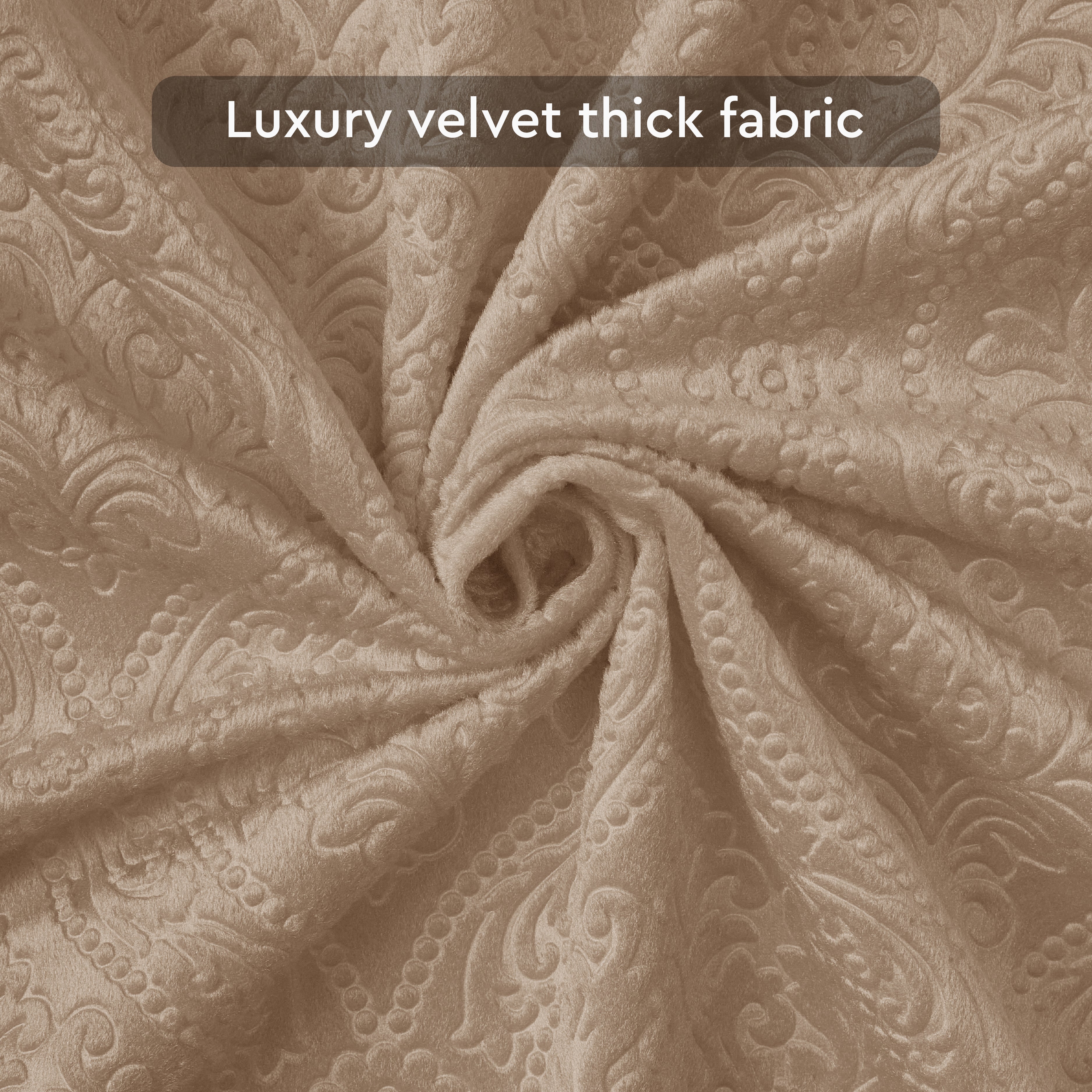 Embossed Velvet Beige Curtain