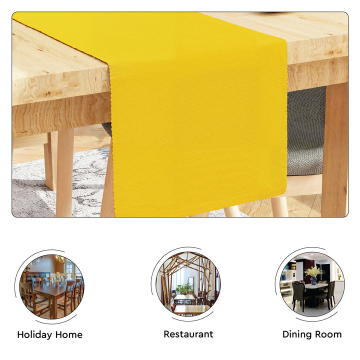 Ribbed Cotton Yellow Table Runner (Pack of 1)
