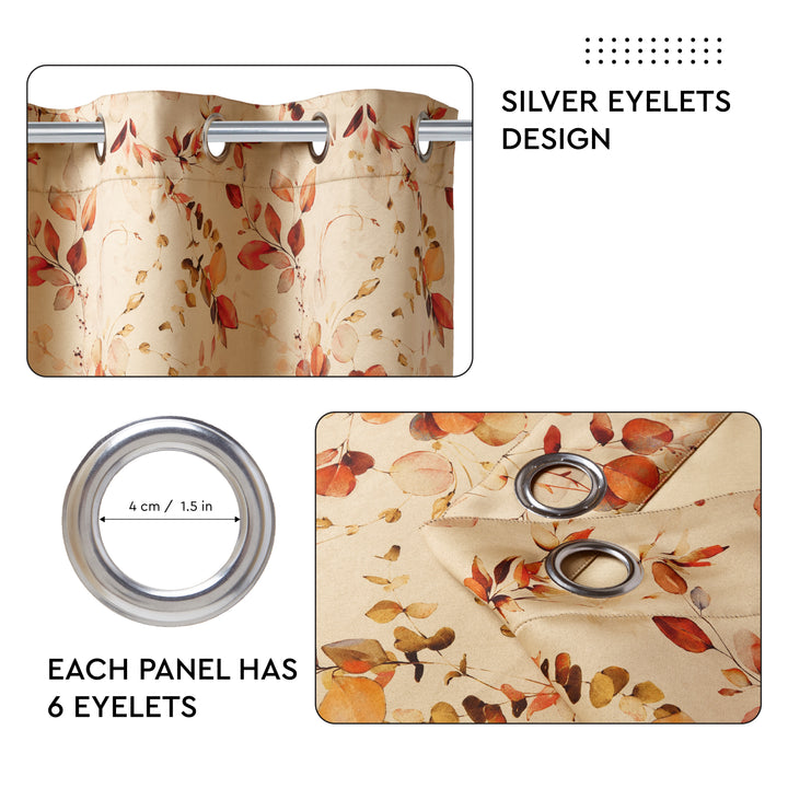 Blackout Polyester L1 Orange Curtain (Pack of 2)