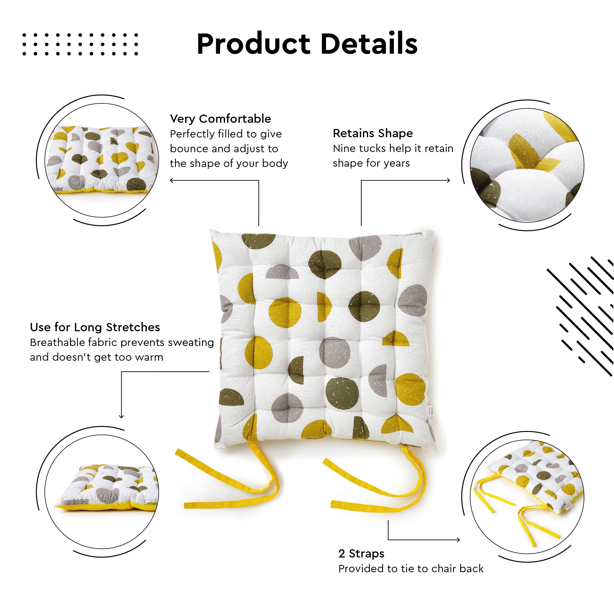 20s Sheeting Yellow Moon Chairpad (Pack of 4)