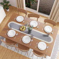 Cotton Light Grey & Off White Table Runner (Pack of 1)