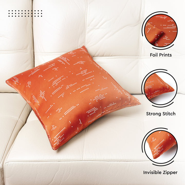 Blackout Polyester Citylight Orange Cushion Cover (Pack of 2)