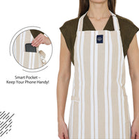 Cotton Franca Beige Stripes Apron (Pack of 1)