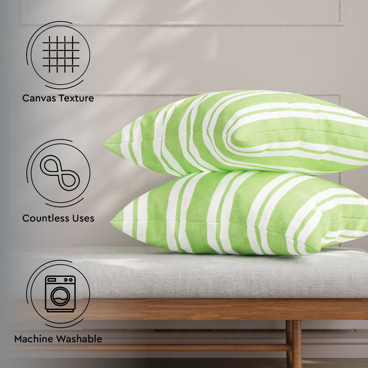 RC Yarn-Dyed Franca Lime Stripes Cushion Cover (Pack of 2)