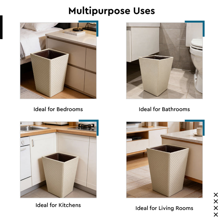 PU-Leather Cream Leather Dustbin