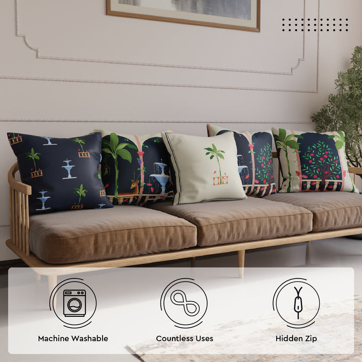 Polyester Mughal-01 Cushion Cover (Pack of 5)