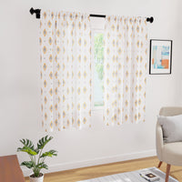Polyester Diamond Yellow Curtain (Pack of 2)