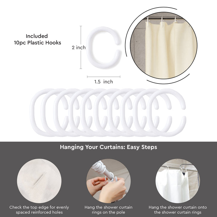 Polyester Natural Shower Curtain + Bathmat (Pack of 3)