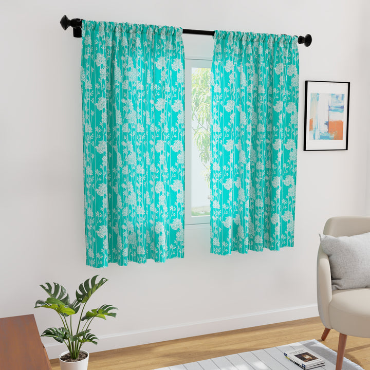 Micro Blotch Teal Curtain (Pack of 2)