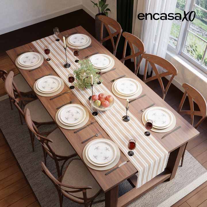 RC Yarn-Dyed Franca Beige Stripes Table Runner (Pack of 1)