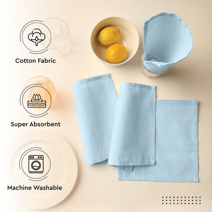 Cotton Ice Blue Table Napkins (Pack of 12)