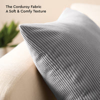 Corduroy Grey Cushion Cover (Pack of 2)