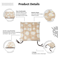 20s Sheeting Daisy Beige & Dk Taupe Chairpad (Pack of 4)