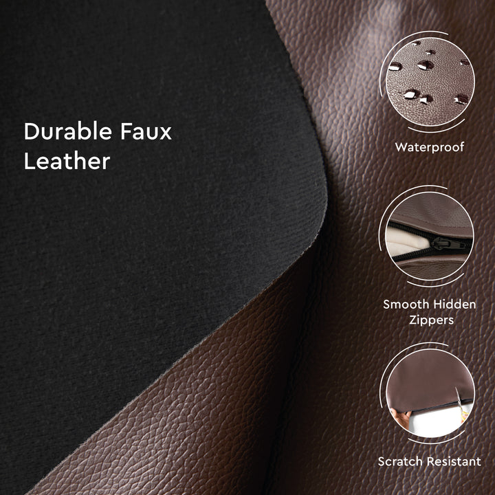 PVC Leather Chocolate Stitch Cushion Cover (Pack of 2)