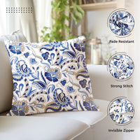 Polyester Chintz Blue Cushion Cover (Pack of 2)