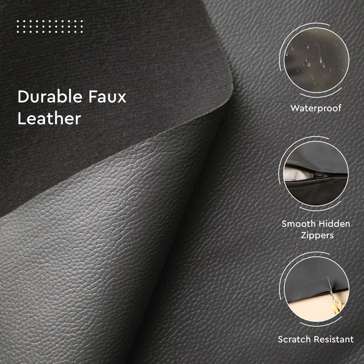 PVC Leather Dark Grey Cushion Cover (Pack of 1)