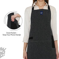 Cotton Butcher Checks Black Apron (Pack of 1)