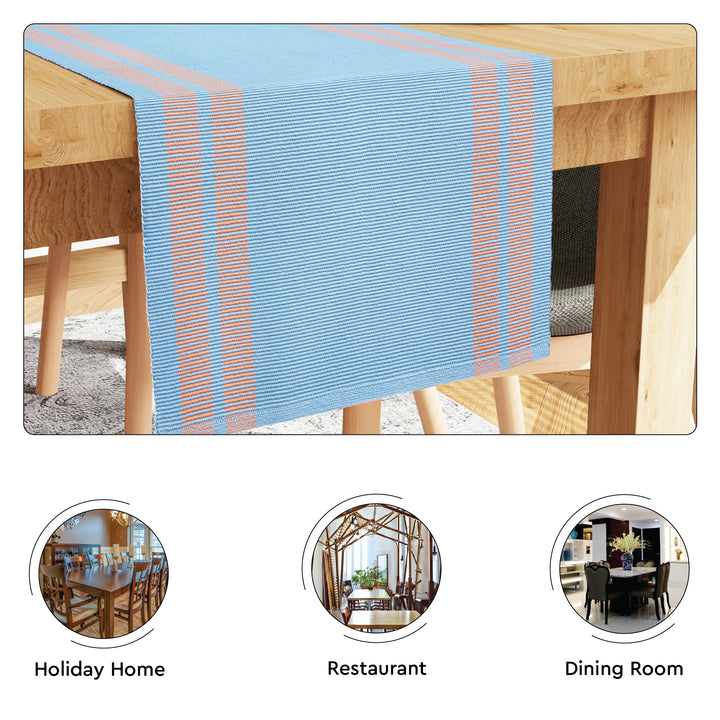 Cotton Ladder Blue Table Runner (Pack of 1)