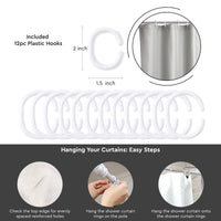Polyester ZZ Light Grey Combo Shower Curtain + Bathmat (Pack of 3)