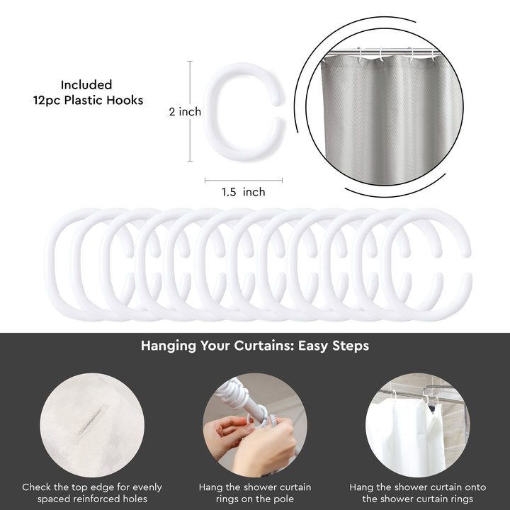 Polyester ZZ Light Grey Combo Shower Curtain + Bathmat (Pack of 3)