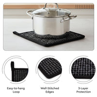 Cotton Butcher Checks Black Oven Glove & Pot Holder