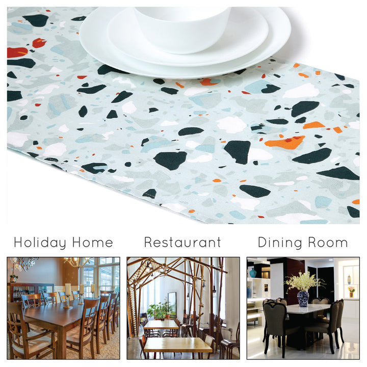 Cotton Twill Terrazzo Mint Table Runner (Pack of 1)