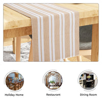 Cotton Franca Beige Stripes Table Runner (Pack of 1)