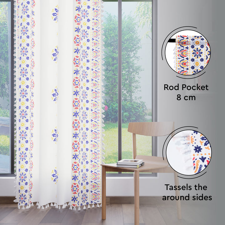 Polyester Boho Bright Curtain (Pack of 2)